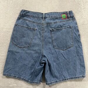 Empyre Tori Skate Pleated Denim Shorts Women 14 Blue Relax Baggy Jort Western